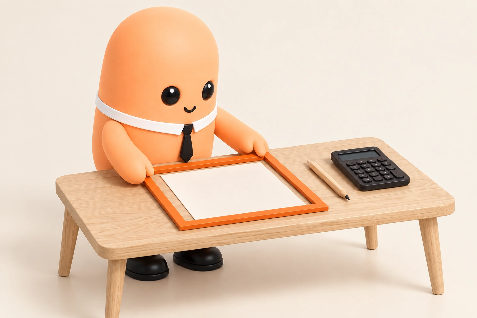 Bob defining the scope of one worksheet on the table, with a calculator beside it.